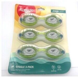 NEW!! Speedo Jr. Goggle 3-Pack - Lime Green / Blue - Ages 6-14